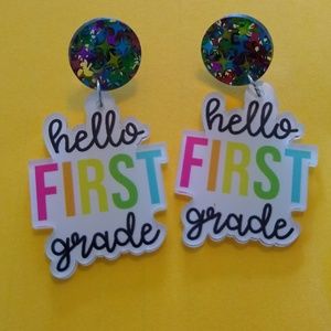 1st First Grade Teacher Earrings
